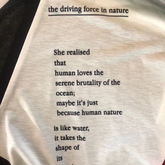 NWOT Zara Jersey Knit Abstract Mixed Media Top | Asymmetrical Hem | 3/4 Sleeve - Picture 2 of 6